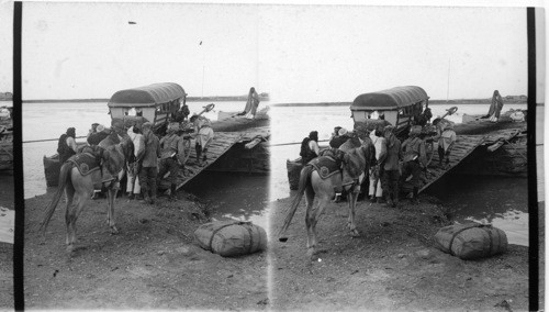 The bridge of boats at Mosul; Euphrates. Mesopotamia