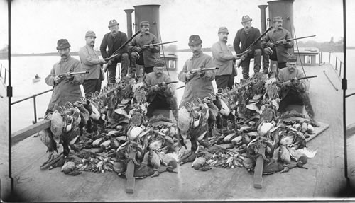 The duck hunters - a day at Long Pointe. Quebec, Canada