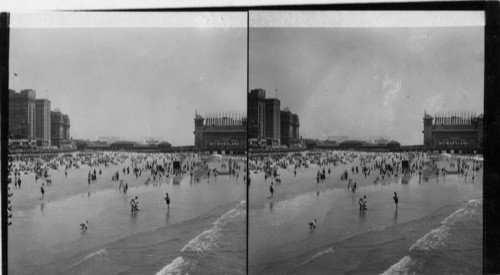 From steel pier N.E. to Atlantic city, at left the St. Charles Hotel and at right the Breakers Hotel and Golden Pier