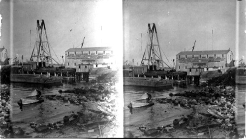 Wrecking Co. New London, Conn. Ship name plates on side of bldg. from wrecked vessels. Ship name - plates from wrecked vessels on side of building