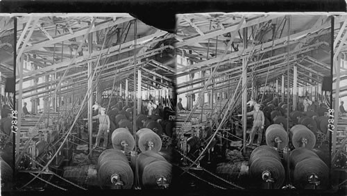 Vast weaving room, 2,000 looms in the great White Oak Cotton Mills, Greensboro, N.C. Near Chattanooga, Crystal Springs Bleachery at Chattanooga