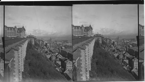 Dufferin Terrace, Chateau Frontenac and the Picturesque "Old Town". Quebec. Can