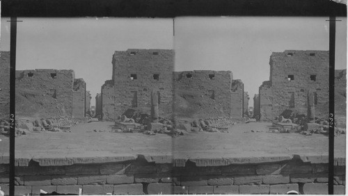 Looking east through Great pylon, Karnak, Egypt