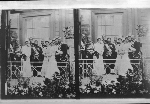 The Czar, the Czarina & relatives, Russia. [1897, left to right 1. Uncle Grand Duke Nicholas Alexandrovich, 3. Czarina Alexandra, 5. Czar Nicholas.]