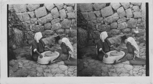 Two women of Palestine Grinding at the mill Palestine