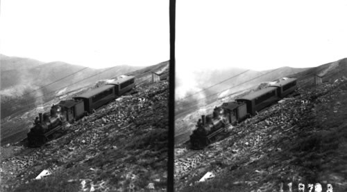 Cog railway near Mt. McClellan's Summit S. to Mts. Rosalia & Evans. Colorado