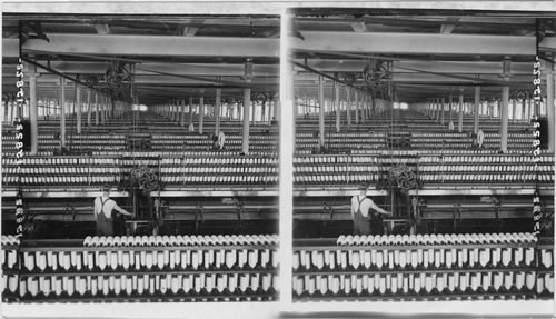 One of the Vast (mule) Spinning Rooms in the Cotton Mills. Adams, Mass