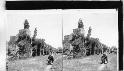 Old aqueduct which brings water to Akka. Palestine