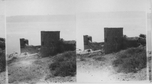 A ruin on the Sea of Galilee at Tiberian, Palestine