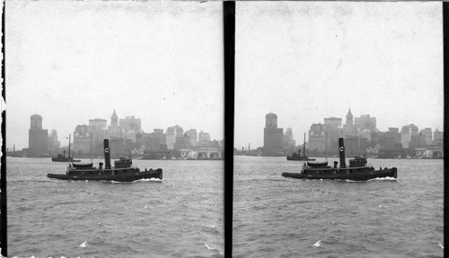 Lower Manhattan, N. York, as seen from incoming steamer