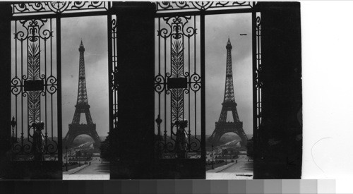 Eiffel Tower from Trocadero, Paris. The Eiffel Tower and Champs de Mars from the Trocadero Palace, Paris, France