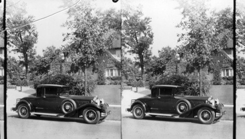 Packard Car, Detroit, Model 745 - Two Passenger Coupe, Detroit, Mich. (Trim 1/8 from bottom of front wheel, including all of shrubbery possible, on the left of driveway