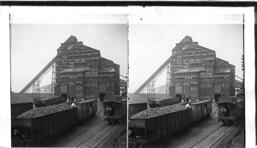 Loaded cars in breaker yard awaiting transportation to market. Penna