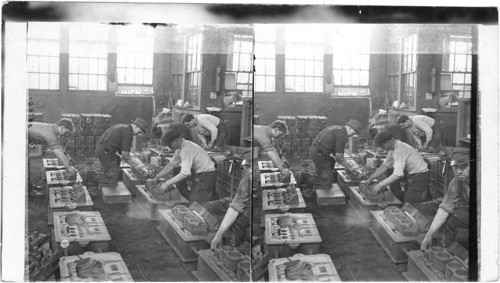 Preparing Molds for Casting Automobile Motors, Cadillac Plant, Detroit