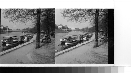 Cheshire, Great Britain. Chester: Pleasure craft on the River Dee. The Dee rises in Bala Lake in Wales. The Port of Chester was one of the greatest on west coast of England