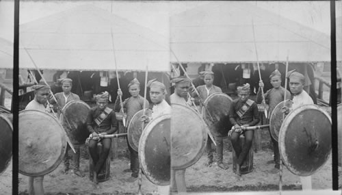 A Prince and Four of his Slaves. Philippine Concession. Jamestown Exposition. Virginia