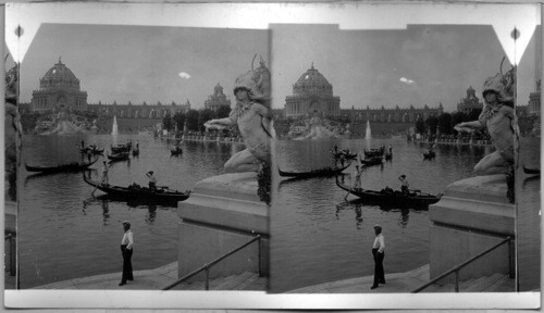 World's Fair. Venice in America - picturesque Gondolas - in the Basin before Festival Hall