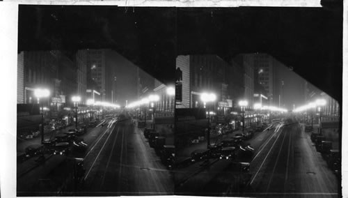 Night shot of State Street, Chicago, Ill