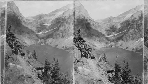 Probably Glacier National Park Approaching Lincoln Pass and Peak, Looking back over lake Ellen Wilson to Gunsight Pass, Glacier National Park