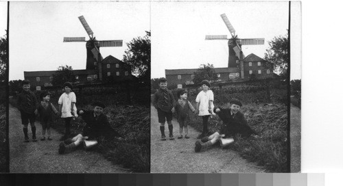 An English windmill and road scene near Spalding. England