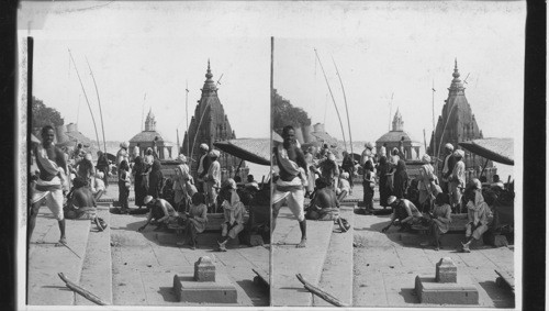 India. Suttee Pillar at a Benares Burning Ghat. Where Hindu Widows Died on their Husbands Funeral Pyres