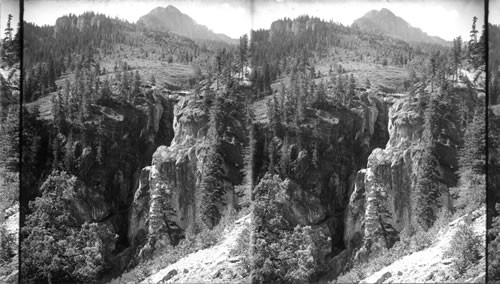 A mighty rift in the earth, upper part of Box Canyon from above Ouray. Colorado