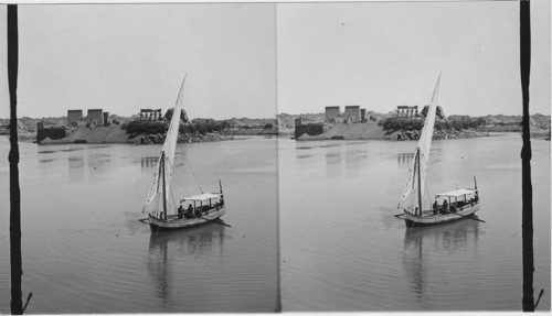 Philae From the South From a Boat on the Nile. Egypt