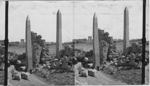 Obelisks among the ruins of Karnak, Egypt - The large obelisk of Hatasu