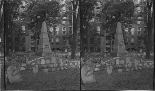 Granary Burial Ground, Boston - Showing Franklin Monument