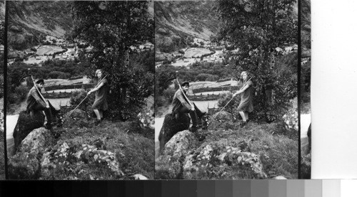 Haymaking above the Geiranger Fjord. Norway