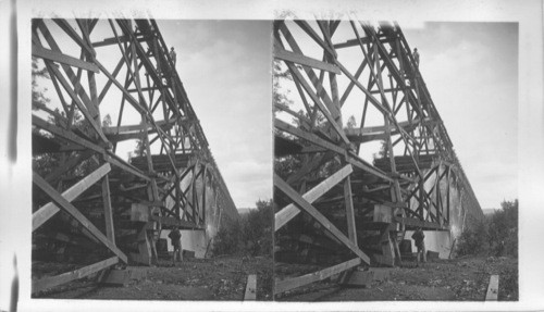 Building a flume 58 feet high, 2 miles long for shooting lumber from mill to yards. Oregon