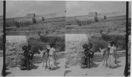 Poor woman going to work the field - Jerusalem. Palestine