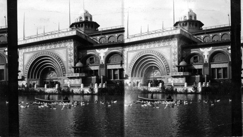 Even the Ducks flock to the Golden Arch, Columbian Exposition. Golden Portal of the Transportation Building