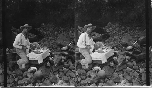 Eating his lunch. Panama. [C.L. Chester, Underwood Stereographer]