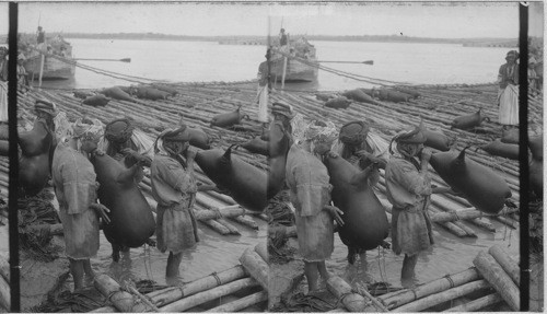 Rafts on the Euphrates River, Mesopotamia