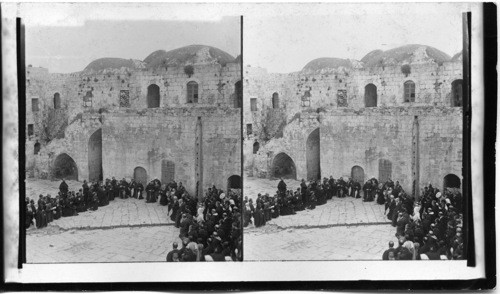 Christian Pilgrims praying on the Via Dolorosa, Jerusalem