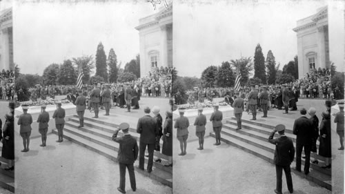 At the Tomb of the Unknown Soldier, Arlington National Cemetery, Memorial Day. May 30, 1928, "Gold Star" Mothers placing wreaths on tomb