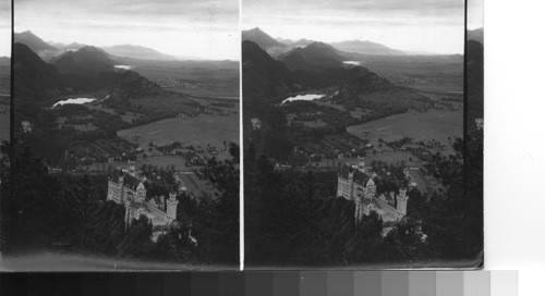 Neuschwanstein from the heights bavarian alps. Germany