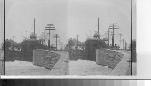 Boat in Lock No. 24. Welland Canal, Canada