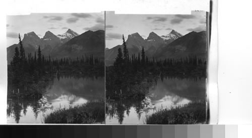 The "Three Sisters", From the Bow River Valley. Canmore. Canada