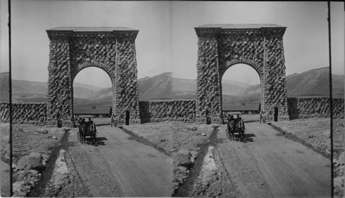 From Yellowstone Park N. through its gateway over Gardiner & Gallatin Range (left) and Buffalo Plateau. Y.N.P. Wyoming