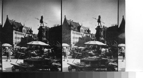 The Market Square and Neptune Fountain. Nuremberg, Germany. Franenkirke Square