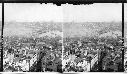 Bridge- spanned Golden Horn and Stambouls Mosque - Constantinople- Turkey