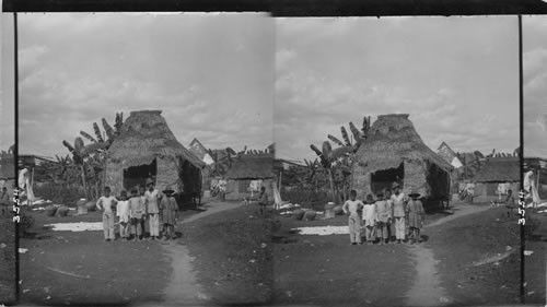 A Filipino Schoolhouse Of The Most Primitive Type. Philippine Islands