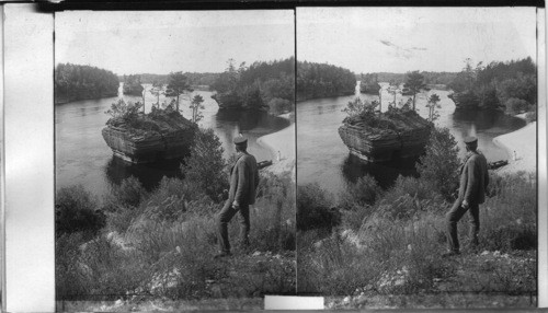 Fantastically carved island and banks in Dalles of the Wisconsin River