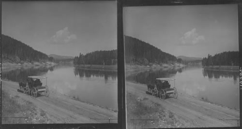 Calm, Placid Yellowstone River Above the Canyon, N.E. to Mt. Washburn? (10,000 ft.) or Dunraven Peak