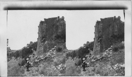 The Great towers outside of Subeibeh Castle. Mt. Hermon. Syria