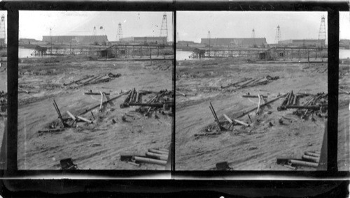 General View of Sulphur - Well Derrick and Vats into Which Liquid Sulphur is Pumped. Matagorda County,Texas