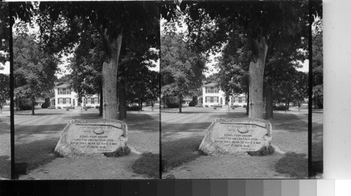 Where the revolutionary War Began, Lexington, Mass. [Plaque reads "Line of the Minute Men, Stand your ground, Don't fire unless fired upon, But if they mean to have a war, Let it begin here. Captain Parker. April 19, 1775.]