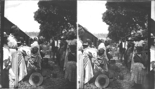 Preparing the midday meal, refugees headquarters, fort de France, Island of Martinique